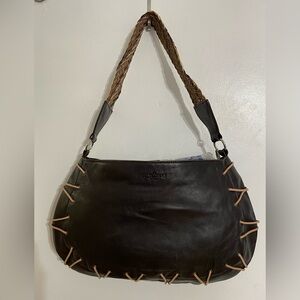 Billy Bag London Black Leather Hobo Bag with Tan Accents